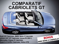 Cabriolets GT : Audi A5, BMW Série 3 et  6, Infiniti G37 GT, Lexus IS 250 C, Mercedes Classe E, Saab 9-3 Griffin, Volvo C70