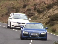 [vidéo] l'essai bizarre : Autocar oppose l'Audi R8 V10 et la Honda Civic Type R Mugen