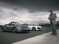 Top Gear : Audi R8 V10 Spyder vs Porsche 911 Turbo cabriolet et un challenge de camping-cars maison...