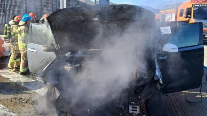 Tout le monde est d’accord pour dire qu’en prenant feu sur la route, ce prototype de Hyundai Santa Fe joue parfaitement son rôle