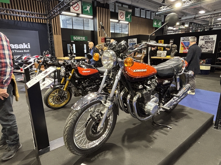 La H2R en tête d’affiche du stand Kawasaki à Rétromobile