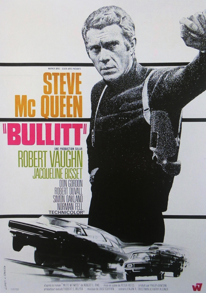 Bullitt de Peter Yates avec une Mustang et Steve McQueen dans les premiers rôles.