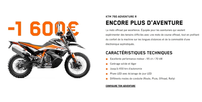 Promotion KTM 790 Adventure et Adventure R - janvier 2021