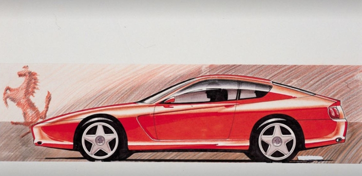 Au creux des années 80, Pietro Camardella, chez Pininfarina, envisage une Ferrari à 4 places inspirée de la mythique Daytona.