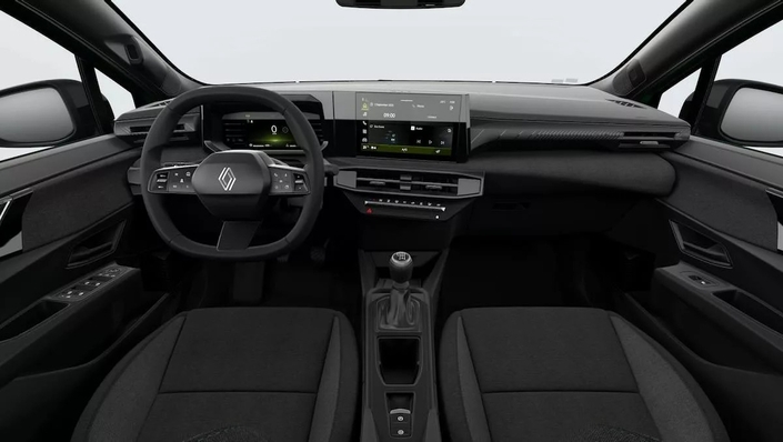 La Clio Evolution conserve son agencement intérieur moderne avec notamment deux écrans numériques, une sellerie textile grise et un frein de parking électrique.