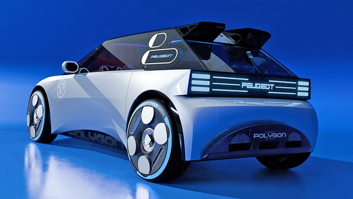 Le traitement des feux et du bandeau lumineux, avec le nom de la marque au milieu, pourrait être utilisé sur la nouvelle génération de Peugeot 208, tout en étant moins vertical et arrondi sur les angles. Les deux gélules sur le montant de custode qui rappelle la 205 devraient être reprises également. © Peugeot