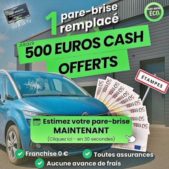 500€ cash pour venir faire changer son pare-brise, ça donne envie non ? Image : Facebook.