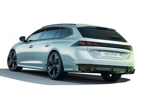 Lettrage « Peugeot » noir, signature lumineuse inversée, la SW phase 2 se calque sur la berline.