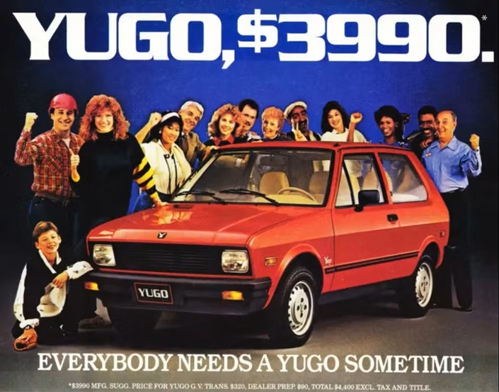 A 3 990 $ en 1986, la Yugo est la voiture la moins chère du marché US. La pire aussi, du moins qualitativement...