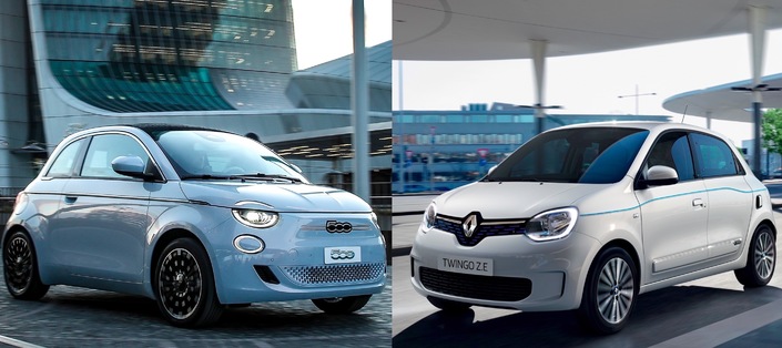 Premier match - Nouvelle Fiat 500 électrique vs Renault Twingo ZE