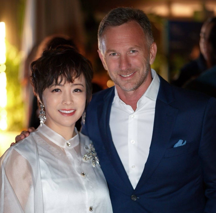 Stella Li, vice-présidente de BYD, avec Christian Horner au Festival de Cannes.