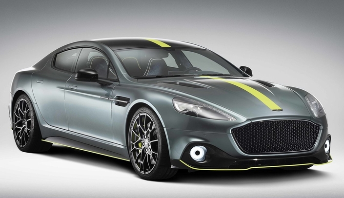 En 2018, l'AMR constitue le bouquet final de la série des Aston Rapide, avec sa décoration typée course et surtout son V12 de 603 ch !