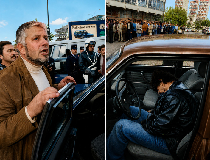A droite, cette photo choc du corps de Mesrine, autorisée par la police avec l'aval du commissaire Broussard, fait à l'époque la une des journaux- Crédit Maxppp