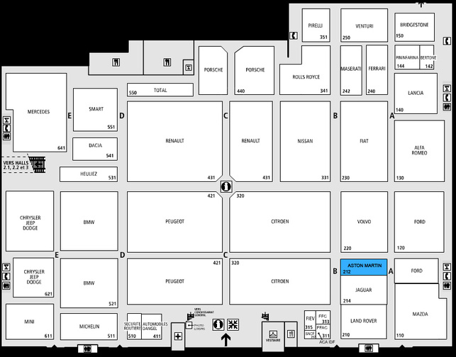 Guide des stands - Aston Martin : hall 1