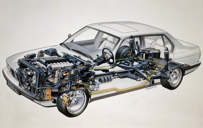 Si ses grandes lignes restent celles de la Série 7 E23, la BMW 750i E32 se révèle très complexe techniquement, ce qui complique sa restauration.