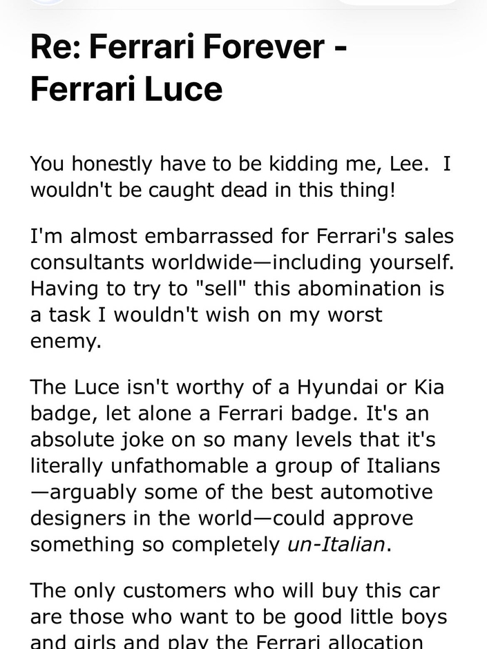 « Je ne voudrais même pas être vu mort dans cette chose » : un collectionneur d’hypercar se lâche sur la Ferrari Luce