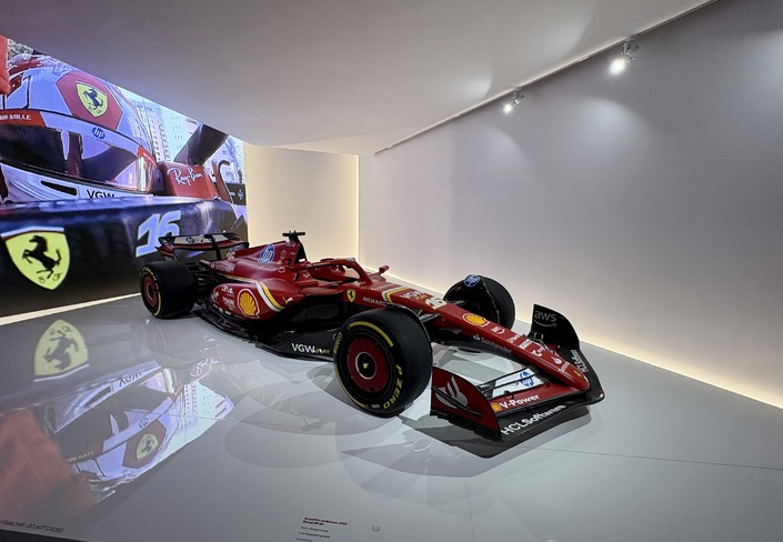 La Ferrari SF-24 avec laquelle Charles Leclerc a remporté le Grand Prix de Monaco 2024.