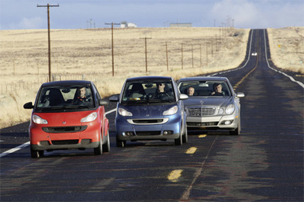 Smart fortwo mhd, Smart fortwo cdi et Mercedes E 320 BLUETEC : un voyage-test vert de Los Angeles à Detroit !