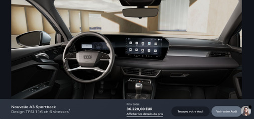 Capture d'écran du configurateur d'Audi