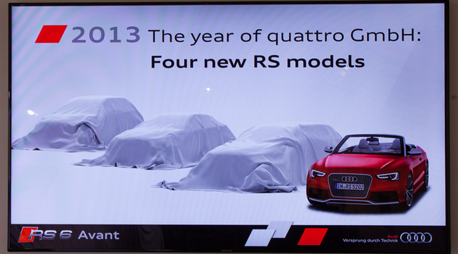 Audi annonce 4 nouveaux modèles RS pour 2013