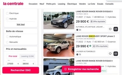 À partir de 30 000 €, le marché de la seconde main ouvre l’accès aux Evoque 2 et Discovery Sport.