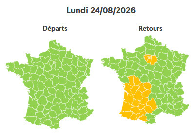 Lundi, quelques ralentissements sont attendus localement dans le sens des retours, Bison-Futé