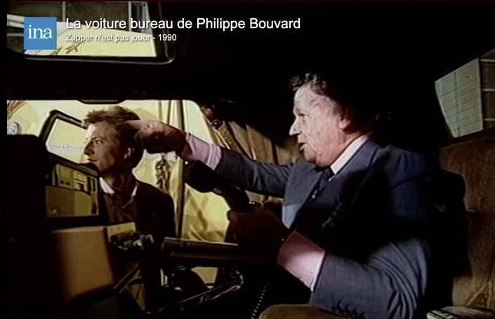 Philippe Bouvard détaille les équipements de sa 604 bureau en 1980.