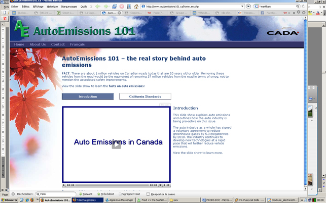 CADA/Canada : lancement d'un site Internet sur la pollution automobile