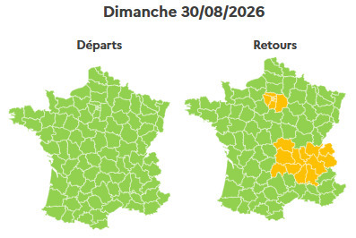 Dimanche sera la deuxième journée la plus calme du week-end, Bison Futé