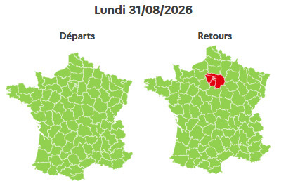 L'Île de France est classé rouge contrairement au reste du pays, Bison Futé
