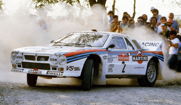 Lancia Rally 037 sera la première Groupe B à remporter le championnat des rallyes en 1983. Ici, pilotée par Walter Röhrl.