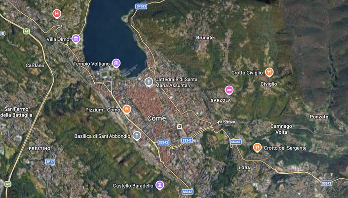 Voici la localisation de la ville de Côme