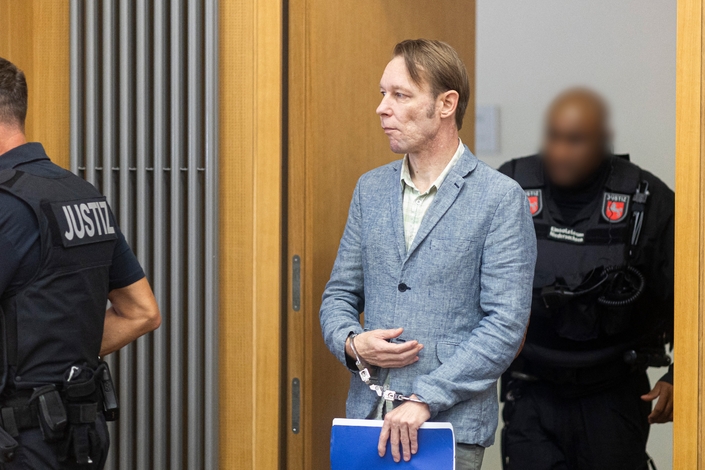 Christian Brückner, ici lors d'une comparution au tribunal, est considéré par la justice allemande comme le principal suspect dans la disparition de Maddie - Crédit Maxppp