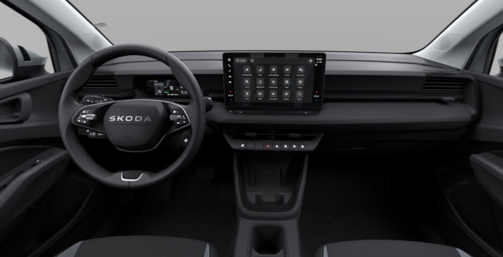 Voilà à quoi ressemble l’intérieur du Skoda Epiq de base sans aucune option.