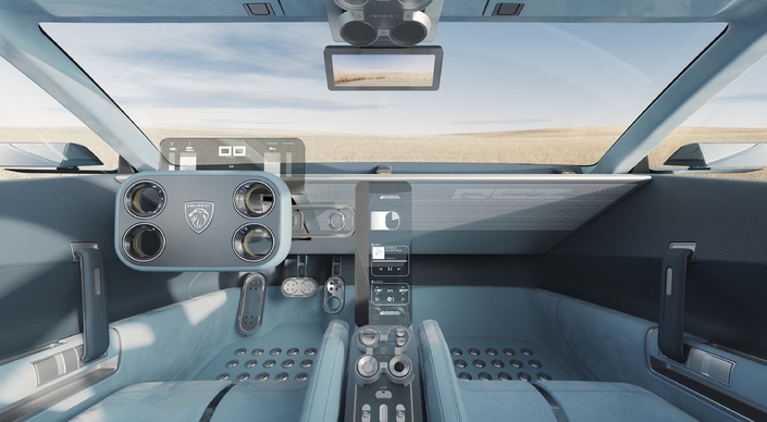 L’intérieur paraît très futuriste mais ce volant carré devrait se retrouver dans la future 208 de troisième génération.