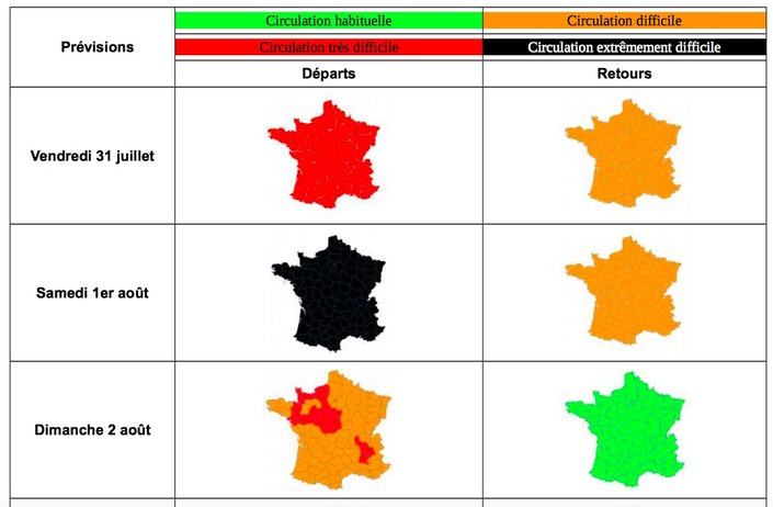 Drapeau noir pour le chassé-croisé : les prévisions de circulation Bison Futé du 31 juillet au 3 août