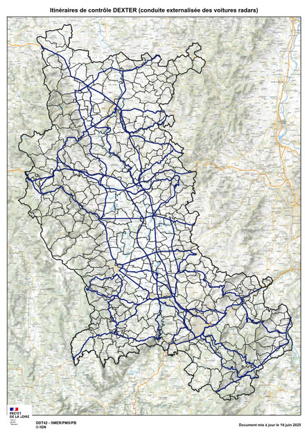 Les itinéraires des contrôles Dexter dans la Loire