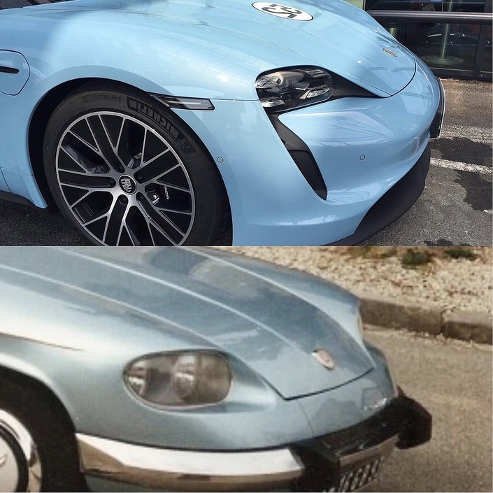 La Porsche Taycan  n'aurait-elle pas un petit air de Panhard 24 ? On peut ne pas croire au hasard en matière de design...