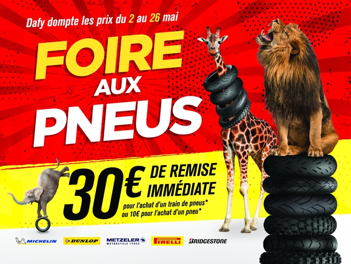 Foire aux pneumatiques: second round chez Dafy jusqu'au 26 mai 2018