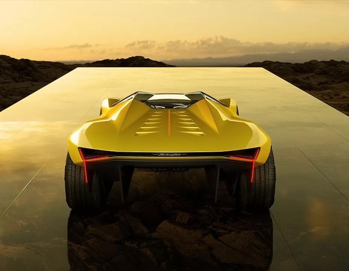 L’arrière du Manifesto s’inspire un peu de la Fenomeno, mais avec une forme radicalement différente de celles des sportives Lamborghini actuelles.