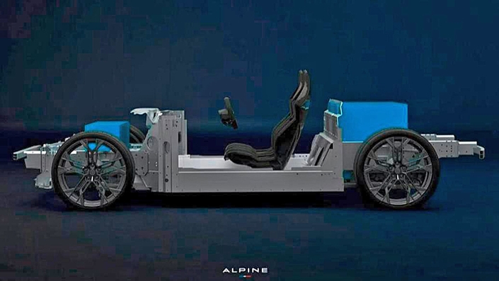 La plateforme modulaire APP va servir à plusieurs modèles Alpine. Il y aura bien entendu la nouvelle Alpine A110 électrique et sa déclinaison A110 Roadster mais aussi le futur coupé 2+2 qui reprendra le nom d’Alpine A310. © Alpine