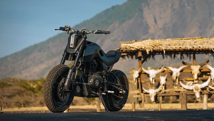 Difficile à croire, mais sous ce nouveau style se cache bien une Royal Enfield Himalayan.