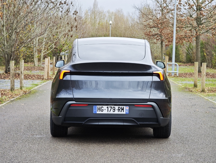 Le bouclier arrière est identique mais la version Standard perd le bandeau lumineux, pour des petits feux rejetés aux extrémités.