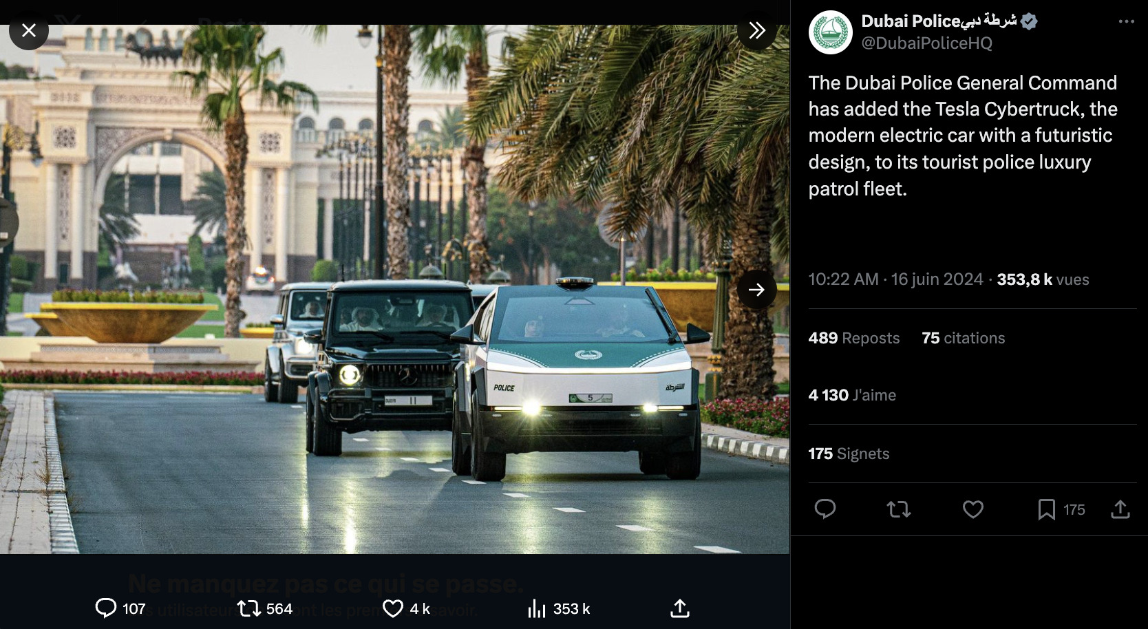 Dubai Ride Cybertuck La police de Dubai ajoute un Cybertruck à sa flotte