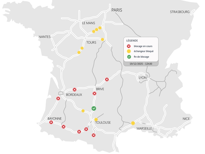 Voici la carte fournie par Vinci Autoroute ce vendredi midi.