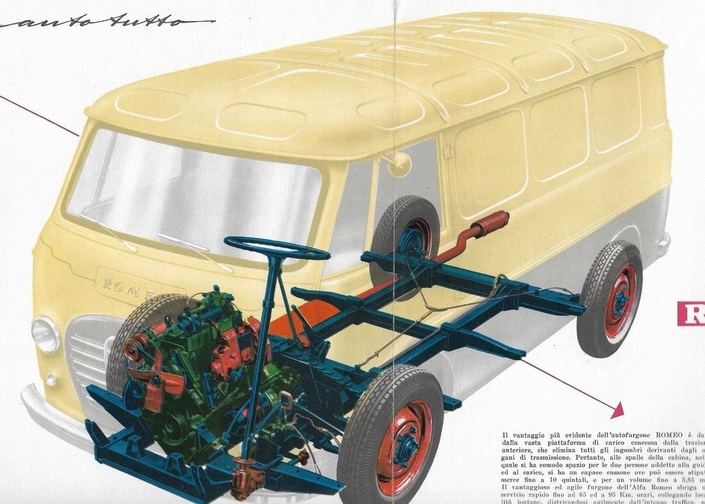 Moteur double arbre tout alliage, traction, quatre roues indépendantes : l'Alfa Romeo Romeo annonce les fourgons modernes avec bien des années d'avance.