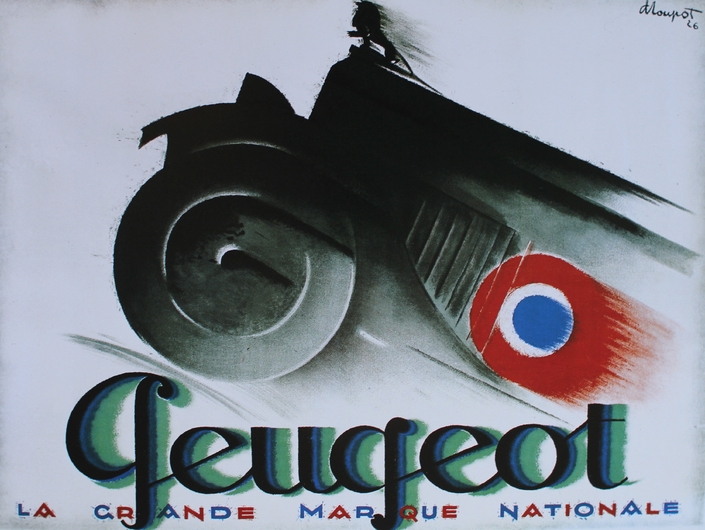 Une publicité signée Charles Loupot pour Peugeot en 1926.