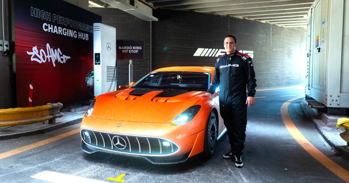 À 250 km/h sur le circuit de Nardo à bord de AMG GT XX électrique aux multiples records