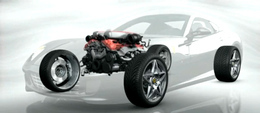 Gros plan sur les entrailles de la Ferrari 599 GTB Fiorano HY-KERS
