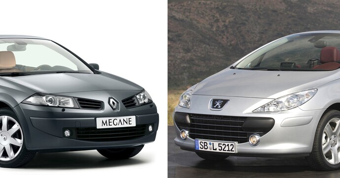 Peugeot 307 CC HDI 136 vs Renault Mégane CC DCI 150, les callipyges aérées s’affrontent